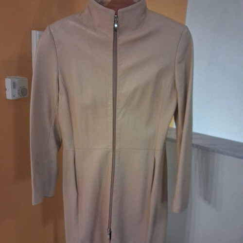 Guy Laroche women's leather coat used, size small, beige