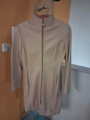 Guy Laroche women's leather coat used, size small, beige