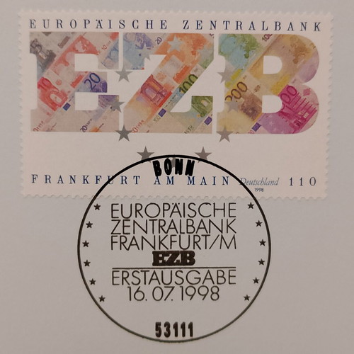 German 1998 first day cover stamp block, Bonn