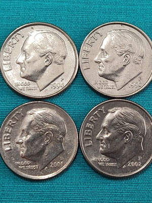 US dimes coins used, lot of 8 pieces
