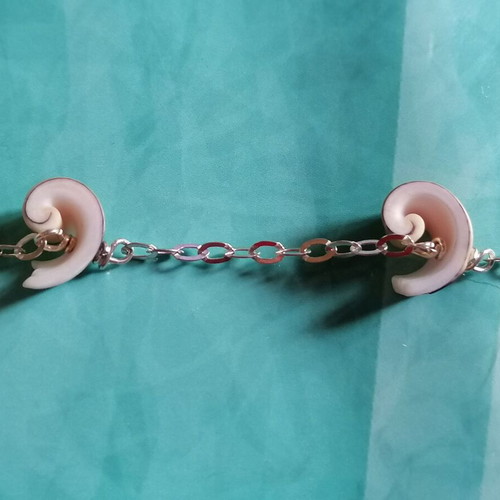 Silver 925 anklet new with chain and white shells