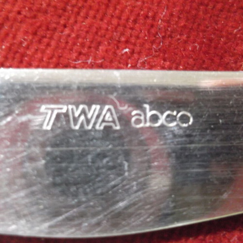 Vintage TWA Trans World Airlines knives set of 5, used, stainless steel
