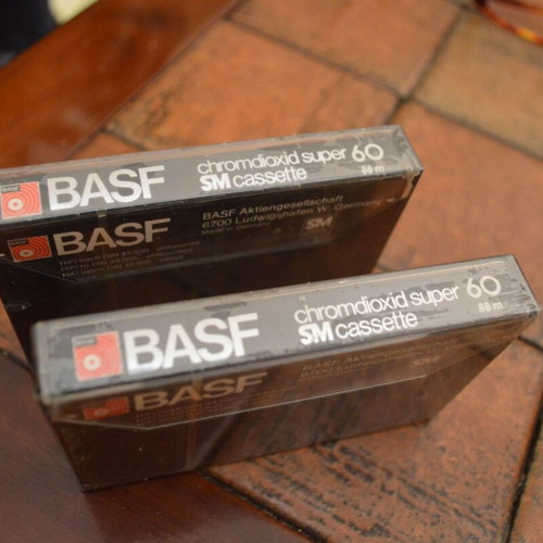 BASF 60-minute Chromdioxid Super cassette tapes, two, new sealed