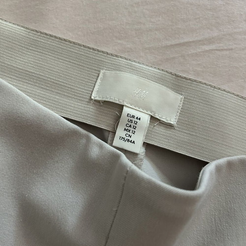 H&M Light Beige Flared Crease-Front Trousers, Size EUR 44 / US 12