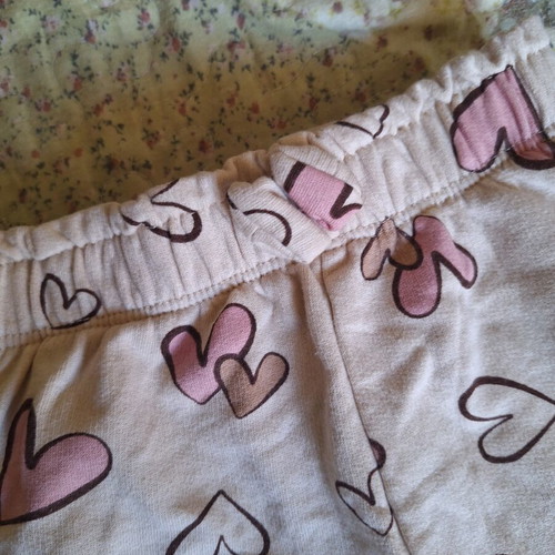Sinsay baby beige cotton fleece pants with hearts, like new