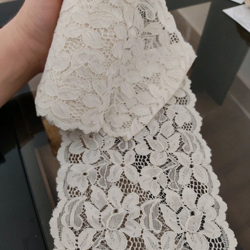 Lace fabric like new, strip 14cm width, 15 meters, ivory