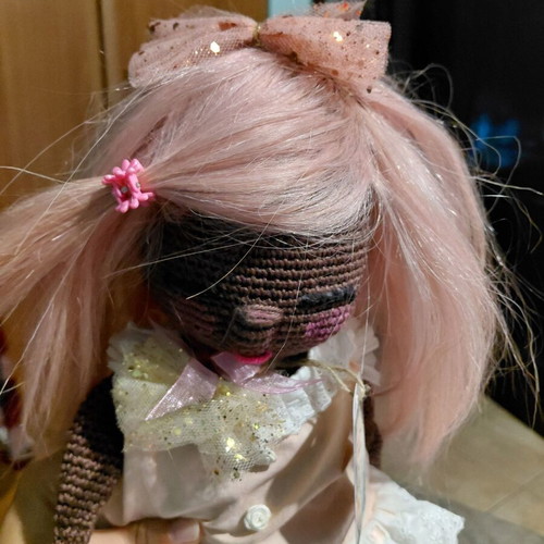 Handmade crochet amigurumi doll new with lace dress