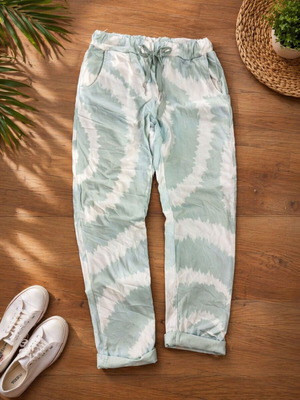 Pants with elastic waist new, one size, turquoise