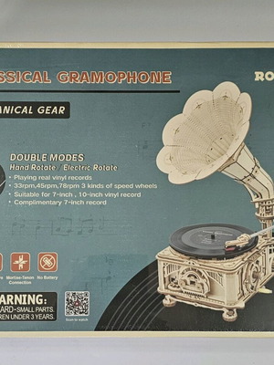 Robotime Wooden Puzzle 3D Classical Gramophone Electric New