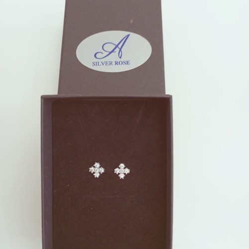 Silver cross earrings new with white zircon 925°