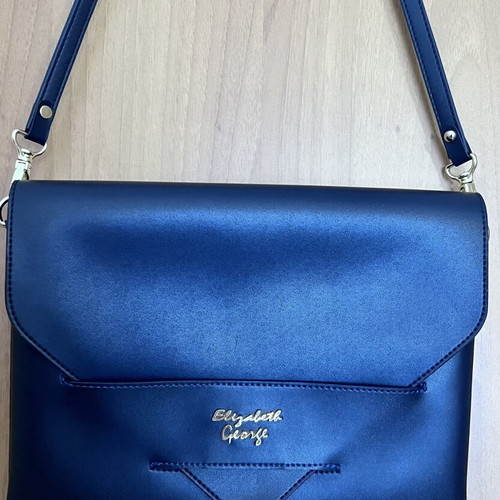 Elizabeth George Metallic Blue Shoulder Bag 2 in 1 new