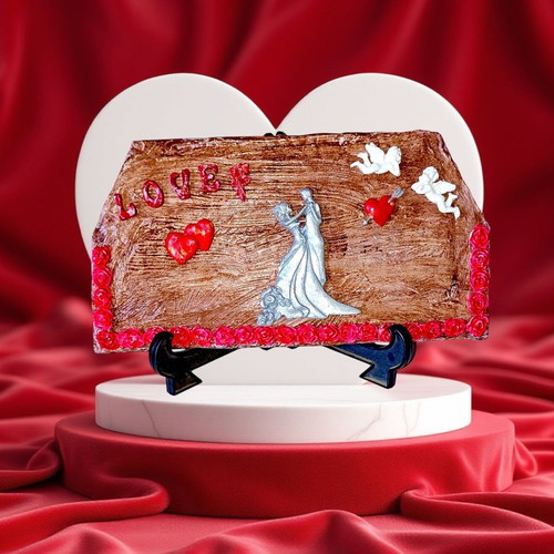 Handmade frame or tabletop decor loving couple dancing, new