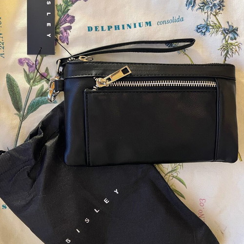 Sisley hand pouch new, black, synthetic leather