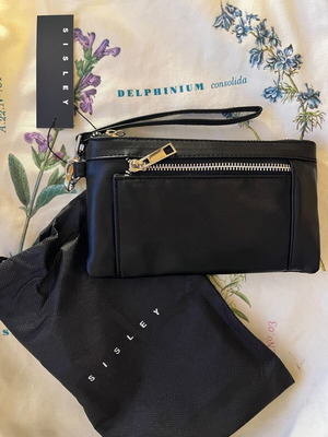 Sisley hand pouch new, black, synthetic leather