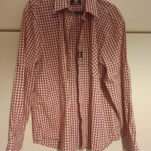 Trachten women's shirt like new, cotton, white and red checkered, size L