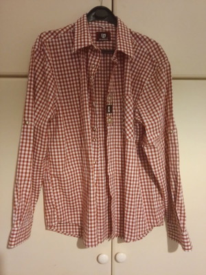 Trachten women's shirt like new, cotton, white and red checkered, size L