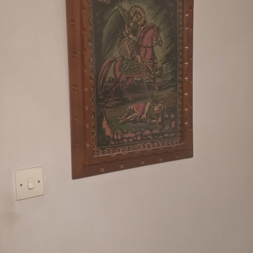 Handmade embroidered textile paintings with frame