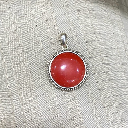 Silver pendant with coral new