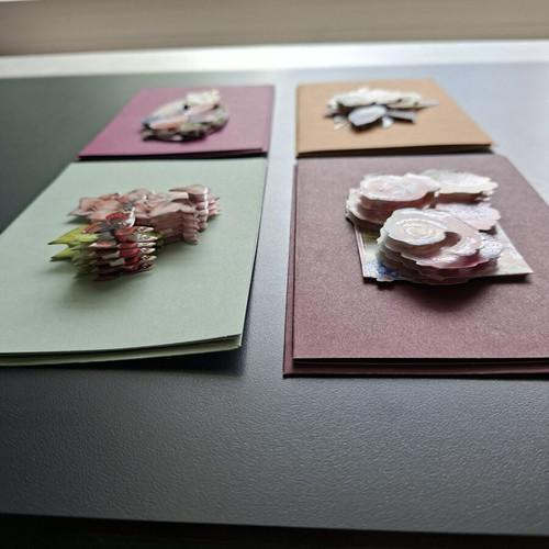 Handmade 3D flower cards with envelopes