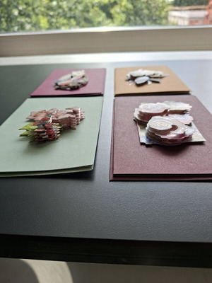Handmade 3D flower cards with envelopes