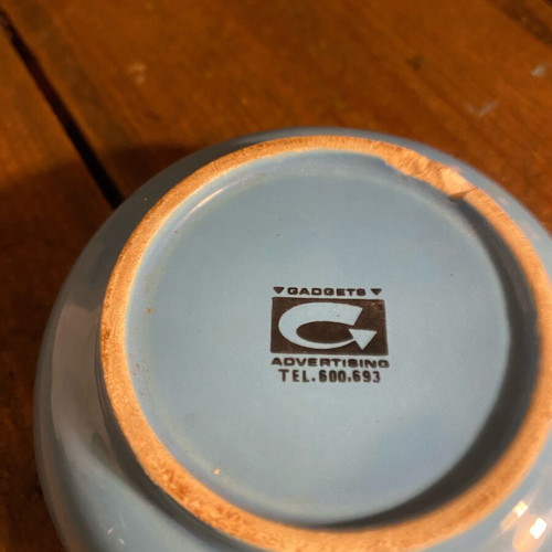 Papastratos Old Navy ceramic ashtray used, blue