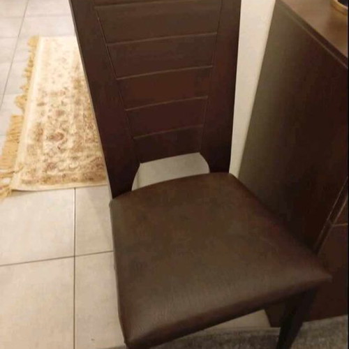 Solid wood dining set with leather like new, size 1.80x1.00, up to 12 seats
