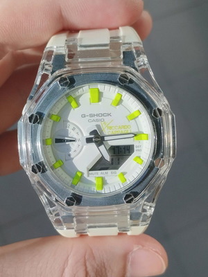 Casio G-Shock CAPPAJ GMA-S2100 watch used, waterproof, cream strap