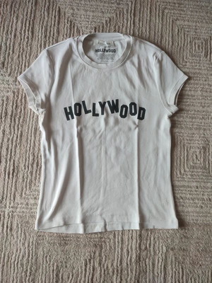 T-Shirt Stradivarius XS σαν καινούργιο, άσπρο, βαμβακερό ribbed