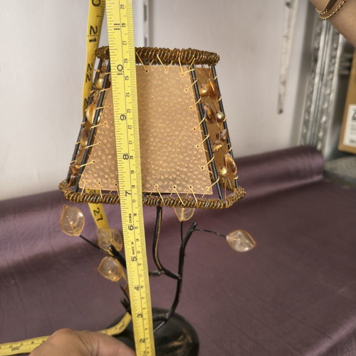 Decorative metal tealight candle holder with shade, 27cm