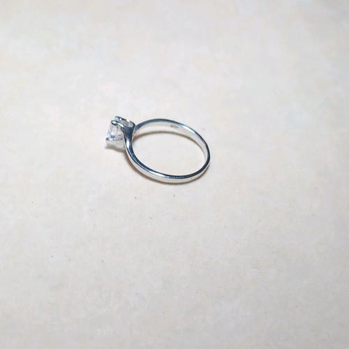 Silver solitaire ring 925 large size 59 with zircon
