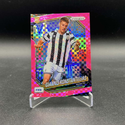 2025-26 Panini Prizm FIFA Giannis Konstantelias RC Pink Checkerboard PAOK FC card