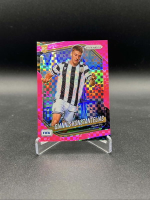 2025-26 Panini Prizm FIFA Giannis Konstantelias RC Pink Checkerboard PAOK FC card