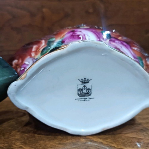 Limoges porcelain basket set new, two pieces