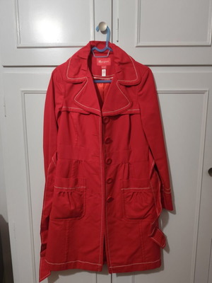 Monsoon Y2K Contrast-Stitch Trench Coat cherry red, like new