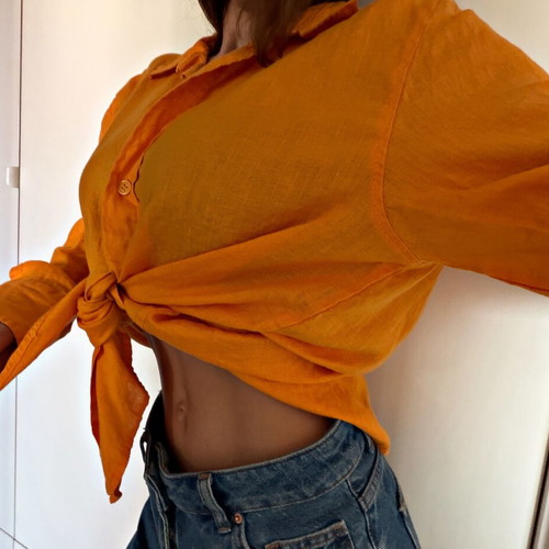 Linen shirt Zara like new, size S, orange