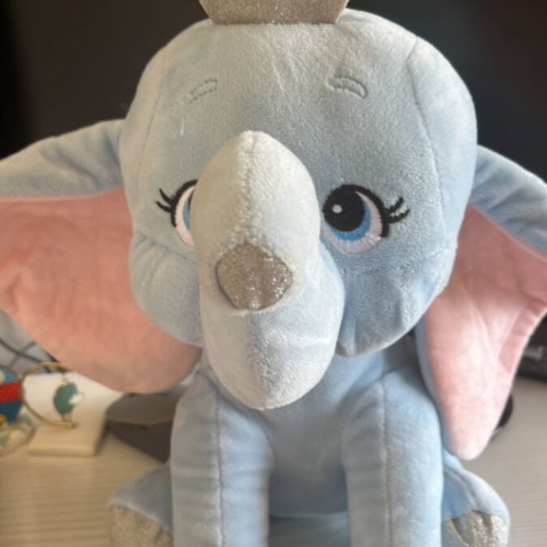 Elephant plush like new with big ears and silver crown
