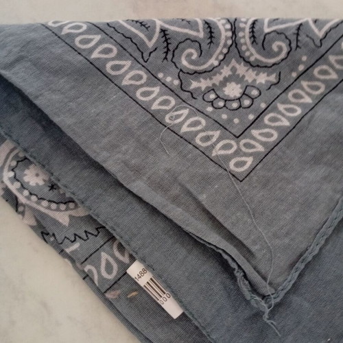 Bandana used, gray and white headwear