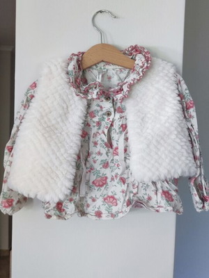 Orchestra toddler shirt set with sleeveless fur, like new, 36 months
