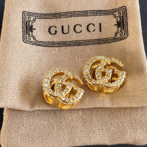 Gucci Double G gold tone earrings 2 in 1