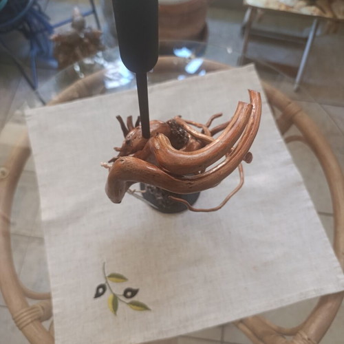 Artisan Tree Root Candle Holder New, Handcrafted Wooden Sculpture