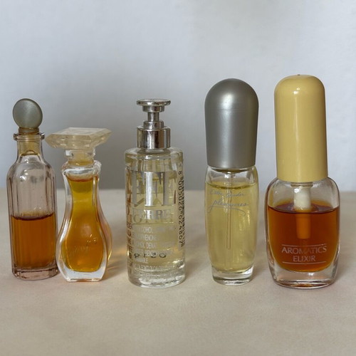 Vintage perfume set miniatures used, Giorgio Beverly Hills, Estée Lauder, Clinique
