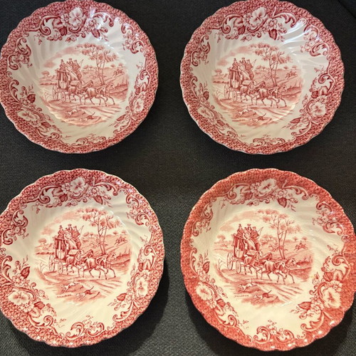 Johnson Bros Coaching Scenes set of 4 ironstone bowls used