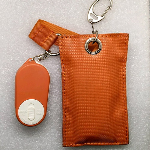 Orange BMW keychain with compass, magnifier, led and key case new
