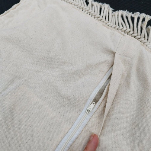 Cotton pillowcase with zipper macrame like new