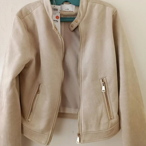 Sinsay beige jacket new, eco suede, size XS