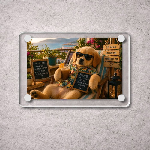 Acrylic fridge magnet "No stress, only calm" Summer Dog new