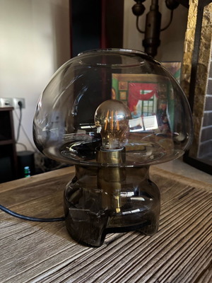 Space age mushroom lamp used, smoky glass design by Sussmuth-leuchten 70s