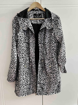 Xside animal print jacket with hood, black and beige