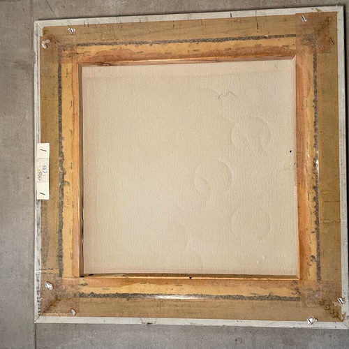 Canvas frame abstract art like new with carved frame