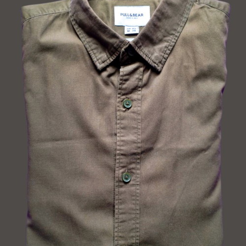 Pull & Bear Long Sleeve Shirt new, khaki, size M